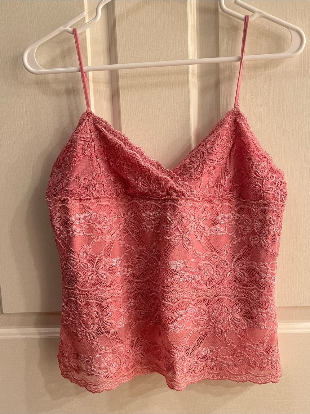 One West New York Pink Floral Lace Camisole Tank Top L Romantic Y2K